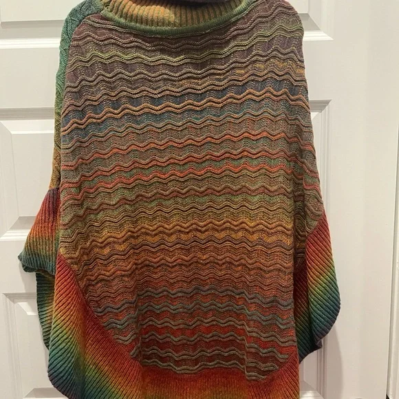 Soft Surroundings Vibrant Wave Turtleneck Sweater/Poncho - Picture 6 of 7